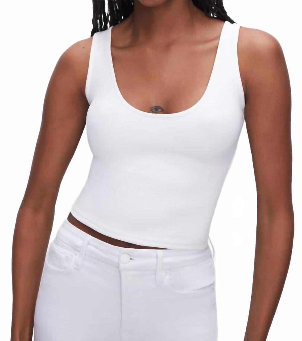 NEW GOOD AMERICAN women's sculpting scoop tank in white